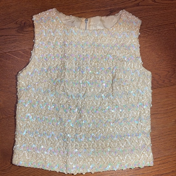 Vintage Tops - VINTAGE sequined pearlescent sleeveless pastel XS top